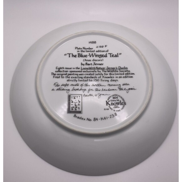 The Blue Winged Teal Plate Living With Nature Jerners Ducks Bart Jerner Knowles - Picture 2 of 9